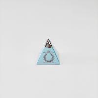 6x6x6 Mavi Gümüş Yaldızlı Piramit Kutu