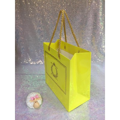 20x20x10 Sarı Altın Yaldızlı Karton Çanta