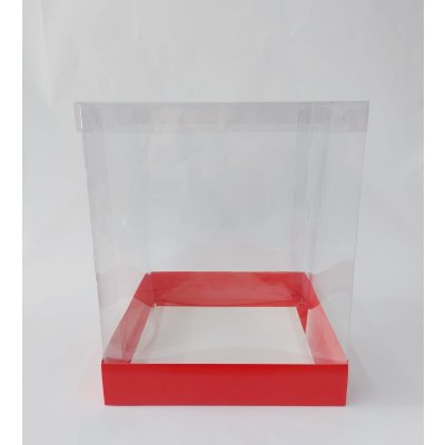 25x25x30 Alt Kırmızı Üst Asetat Kutu
